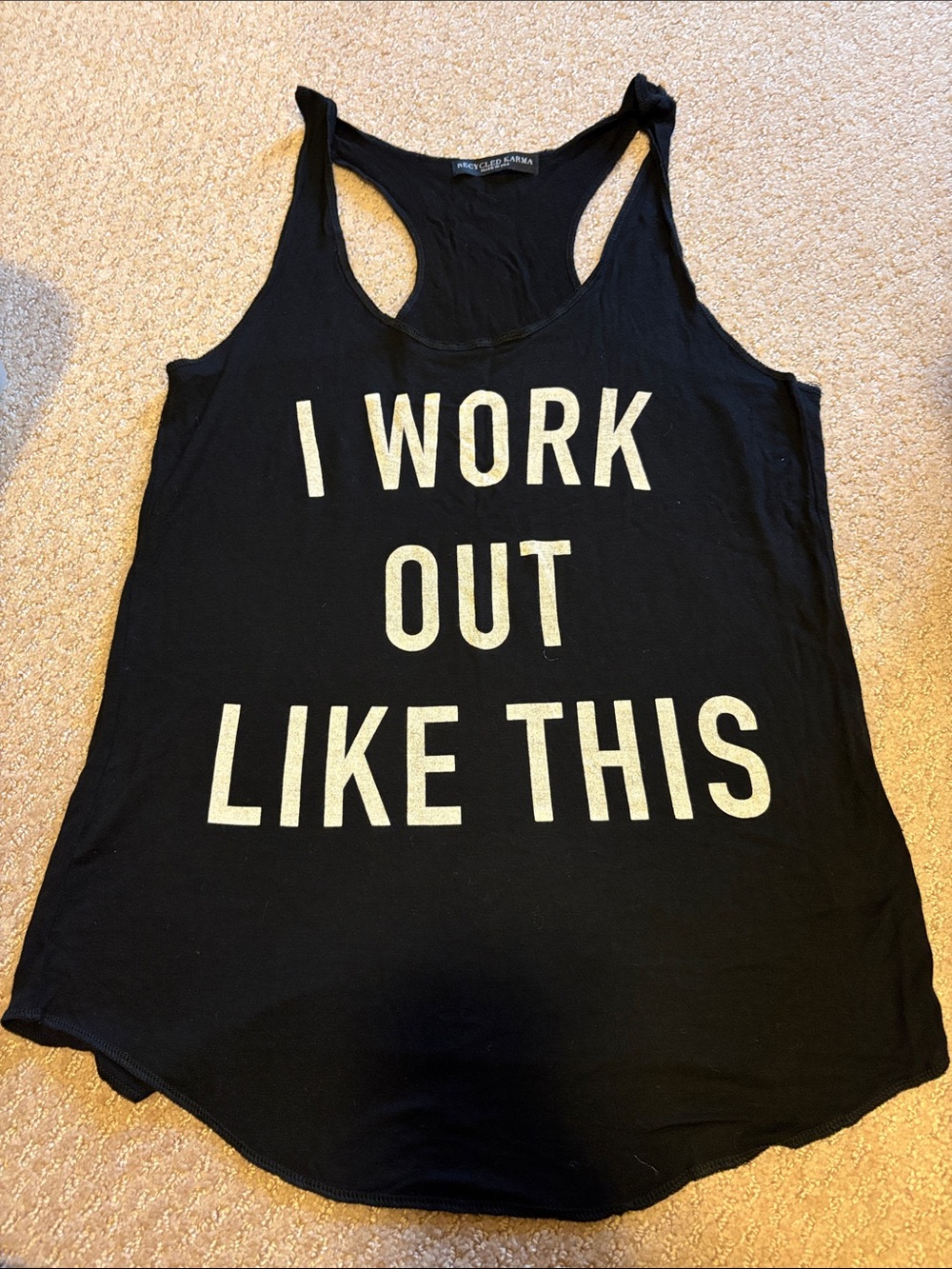 Black Racerback Graphic Tank Top - I WORK OUT LIKE THIS